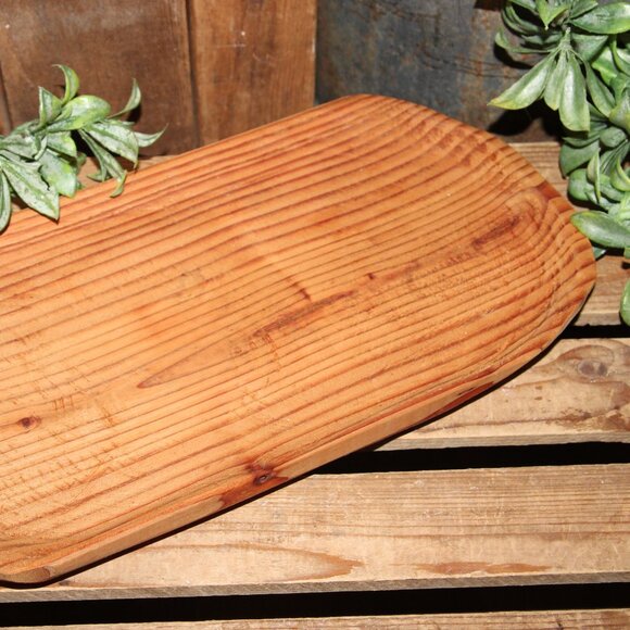 Large Vintage Rustic Farmhouse Wood Dough Bowl Tray - Picture 7 of 7